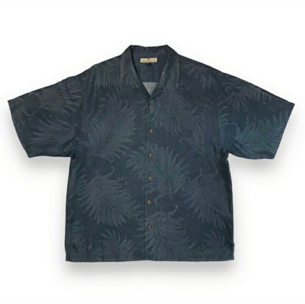 TOMMY BAHAMA Relax 100% Silk Jacquard Camp Shirt